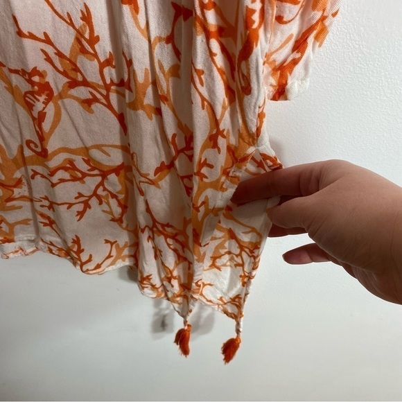Top It Off Tunic One Size Orange Sea Horse Beach Coverup Swim Shirt - Picture 4 of 6